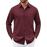 COOFANDY Mens Button Down Shirt Casual Untucked Shirts Long Sleeve Dress Shirt with Pocket