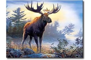 Shukqueen Painting Kit for Beginner DIY Paint by numbers Acrylic Painting for Adults Arts Craft for Home Wall Decor - Moose 1