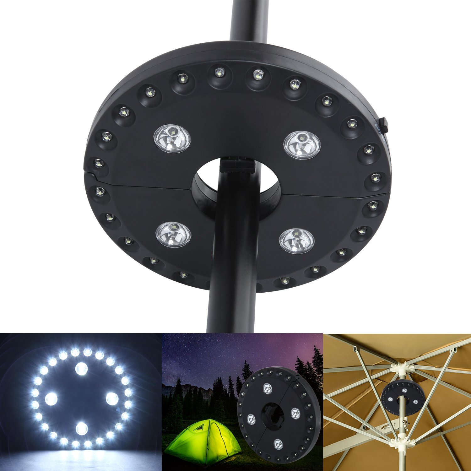 Discoball Patio Umbrella Light Parasol Light Super Bright 24 4 Led Garden Lamp Umbrella Pole Light For Patio Umbrellas Camping Tents Or Outdoor Activities 4 X Aa Battery Operated Black Buy Online