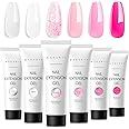 Makartt Poly Nail Gel Set - 6 Colors Kit Strong Builder for Extension Overlay Strengthener 3D Diy, Multifunctional, Long-lasting for Nails French Manicures Home Salon 15ML Clear White 4 Pink Shades