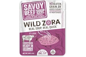 Wild Zora Instant Keto-Friendly Soups Savoy Beef 8-pack Broth Made with 100% Grass-Fed Beef, and Vegetables, Gluten-Free, Low Carb, No Added Sugar, Flavorful Pantry Staples - 0.5oz/13g