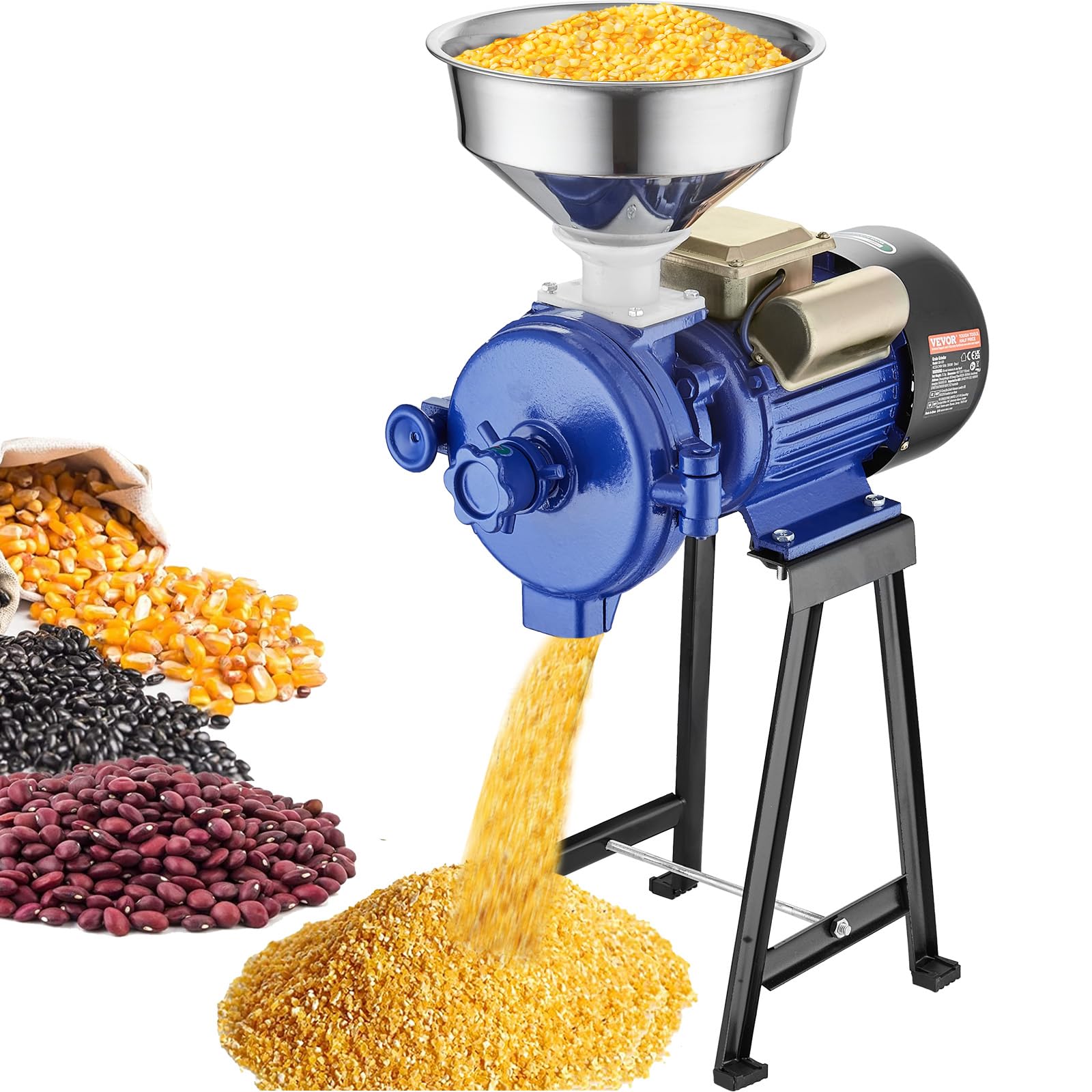 Photo 1 of **SCRAPES. DENTS**VEVOR Electric Grain Mill Grinder, 3000W Spice Grinders, Commercial Corn Mill with Funnel, Thickness Adjustable Powder Machine, Heavy Duty Feed Flour Cereal Mill Wheat Grinders, Dry Grinder