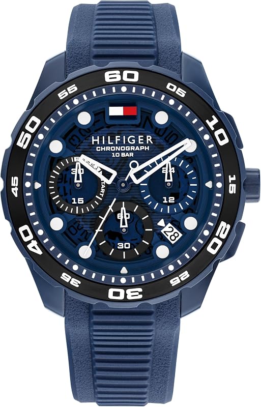 Montre Chronographe à Quartz avec Calendrier pour Homme avec Bracelet en Silicone Bleu Marin - 1792232 — photo 1 sur 7