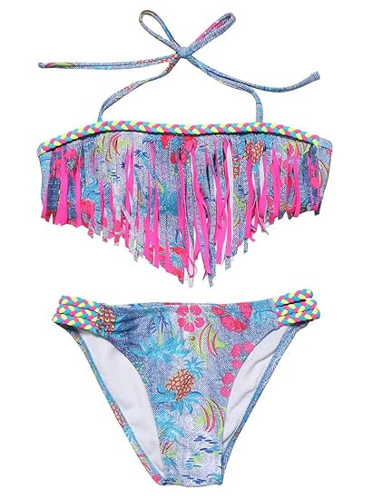 2 piece fringe bathing suit