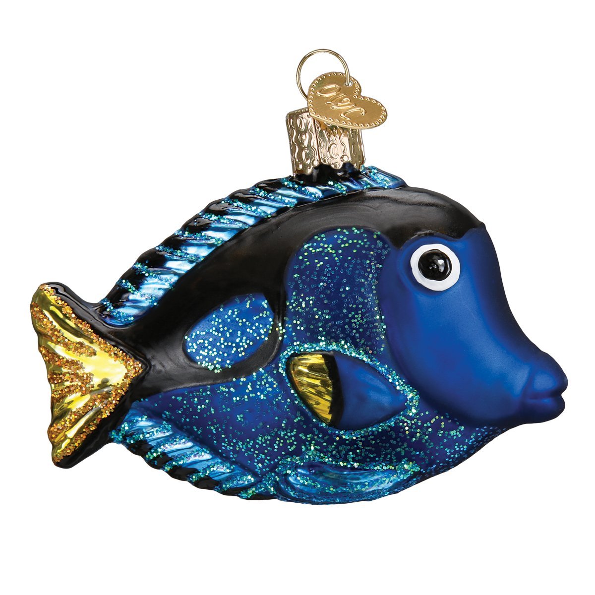 Old World Christmas Fish Collection Glass Blown Ornaments for Christmas Tree Pacific Blue Tang, 3.5"