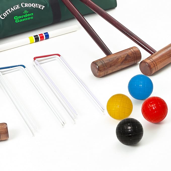 Garden Games Cottage Croquet Set In A Bag Hardwood Mallets And