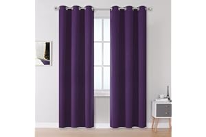 DUALIFE Royal Purple Blackout Curtains for Bedroom 42 x 84 Inch Length Set of 2 Curtain Panels - Thermal Insulated Room Darkening Curtains
