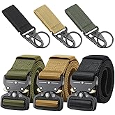 Ginwee 3 Packs Tactical Belt, Military Style Webbing Riggers Web Belt Heavy-Duty Quick-Release Metal Buckle Belt for Men