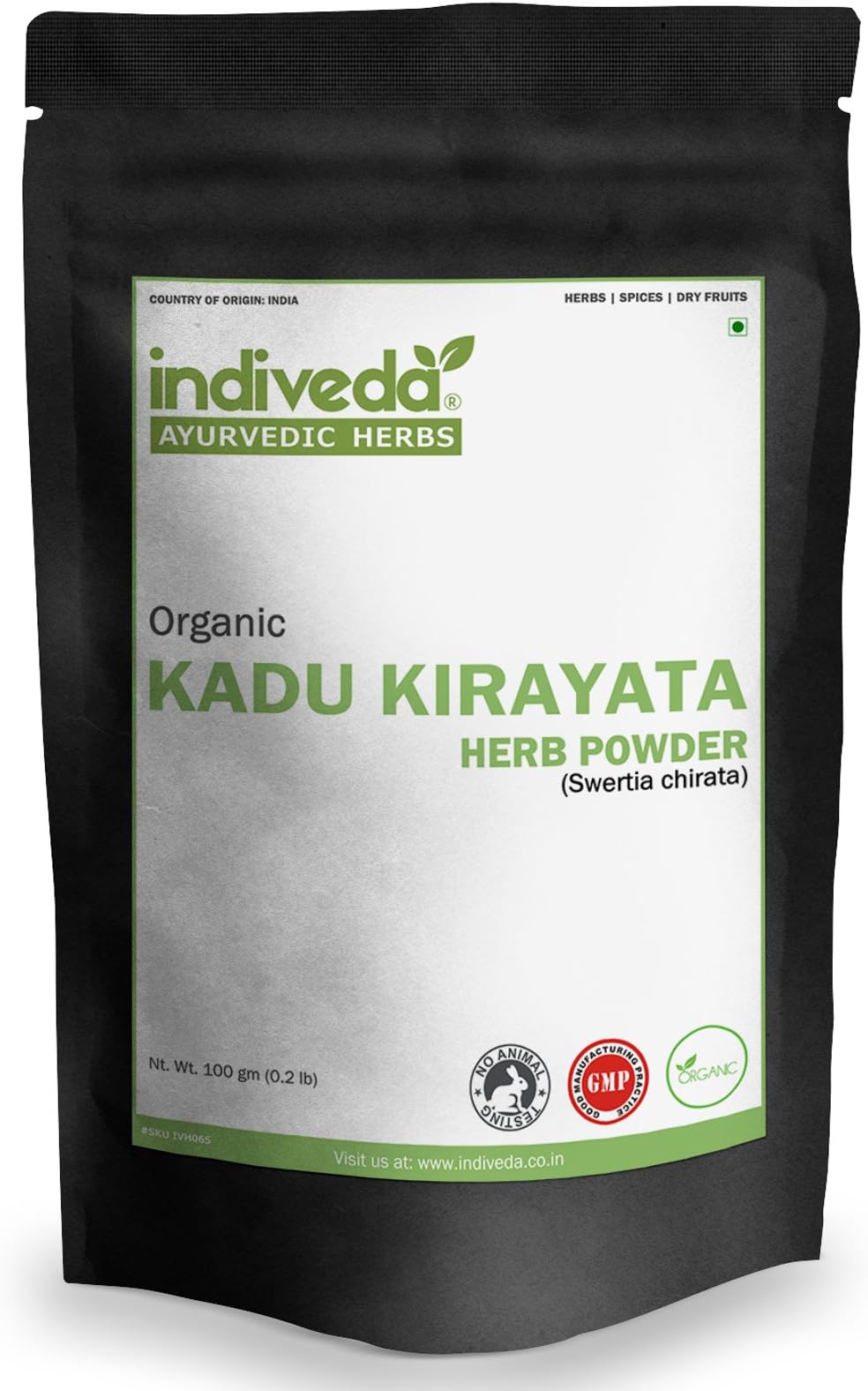 Organic Natural Kadu Kirayata (Swertia Chirata) Herbal Powder(4 X 100Grams)(Pack of 4, 100Grams) by Indiveda for Support Healthy Immune System (Support Overall Body Health)*
