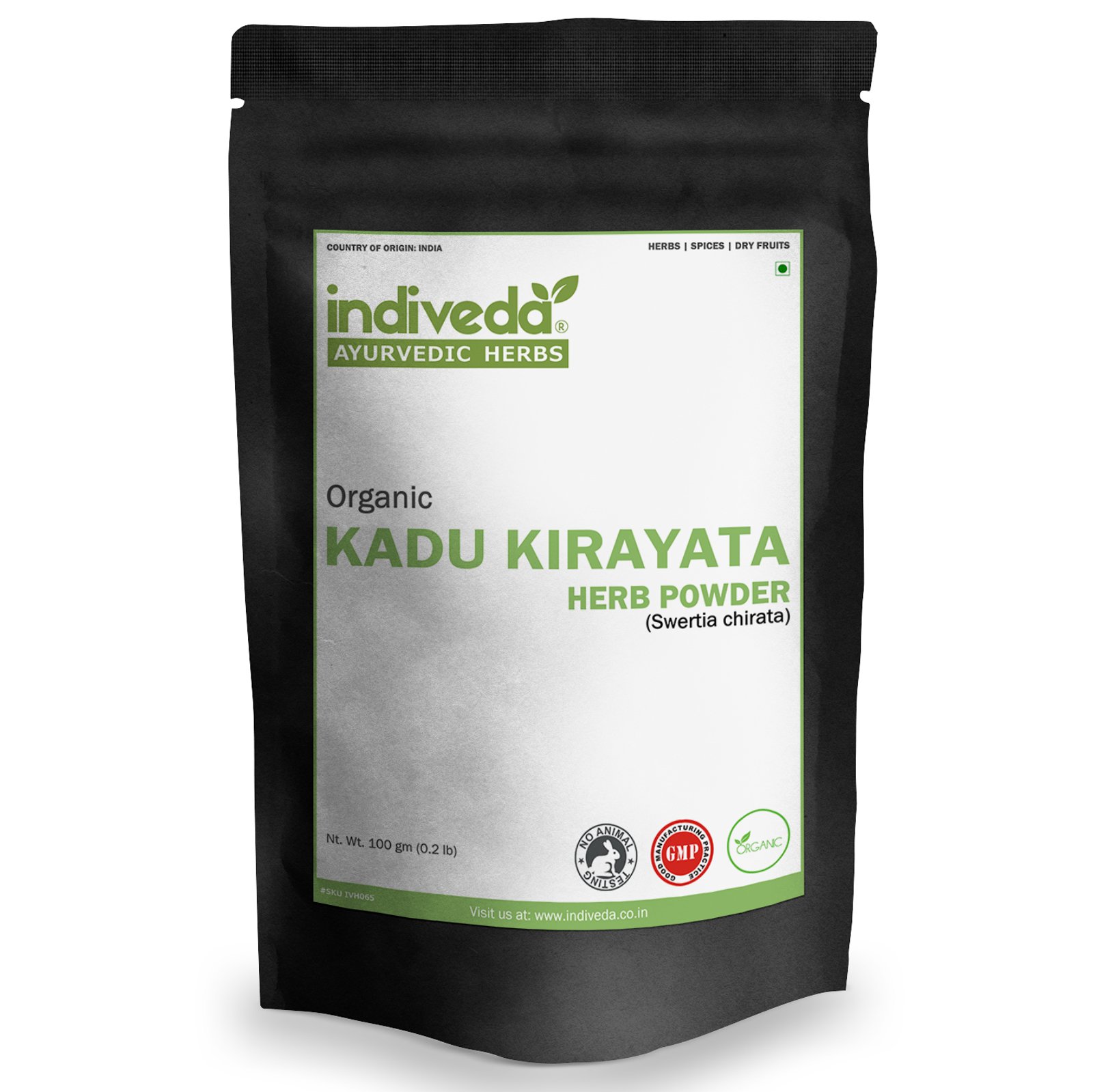 Organic Natural Kadu Kirayata (Swertia Chirata) Herbal Powder(4 X 100Grams)(Pack of 4, 100Grams) by Indiveda for Support Healthy Immune System (Support Overall Body Health)*