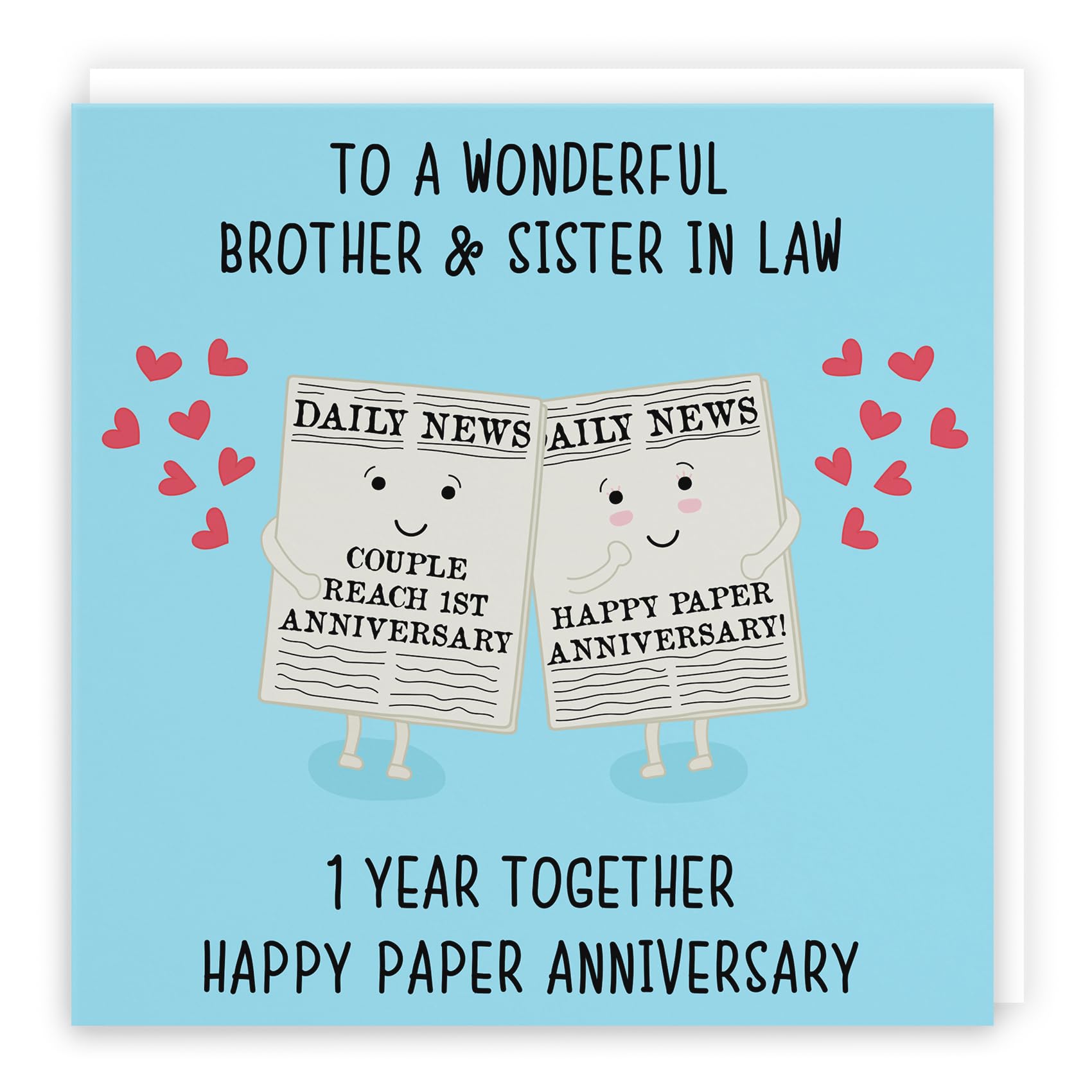 Hunts England - Brother And Sister In Law 1st Anniversary Card - Fun Cute Anniversary Card - 1 Year Together - Happy Paper Anniversary - Iconic Collection — image 1