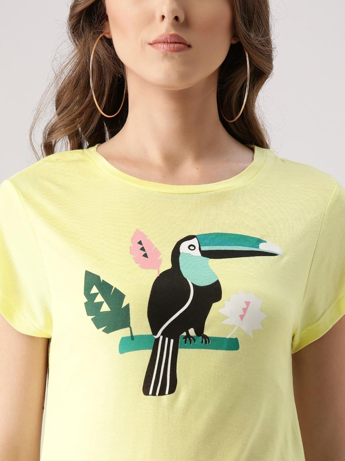 marie claire women's viscose t-shirt (mc508a--xl, yellow, x-large)