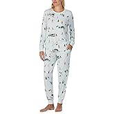 kate spade new york Women's 2-Piece Long Sleeve Crew Neck Top & Jogger Pants Pajama Lounge Set, Velour, Drawstring Waist