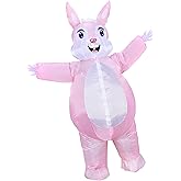 HIYAPATY Easter Bunny Costume Adult Rabbit Party Blow Up Costumes for Halloween Party