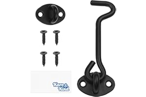 Kare & Kind 1x Barn Door Lock (4-inch) - Heavy Duty Screen Door Hook and Eye Locks for Door, Gates, Barns, Bathrooms, Cabins 