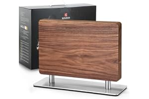 XINZUO Magnetic Knife Block,Natural Walnut Knife Holder Stand for Counter Top,with Strong Magnets,Double Sided Kitchen Knife 