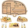 Haigoo Camping Cheese Board and Knife Set Foldable Bamboo Charcuterie Boards Gift Set Unique Cheese Cutting Board Birthday Gifts for Mom Dad House Warming Gifts for Women Men Wedding Gifts for Couple