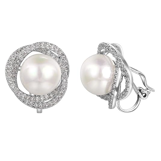 Buy Yoursfs Clip on Earrings for Women White Simulation Pearl Sparkly