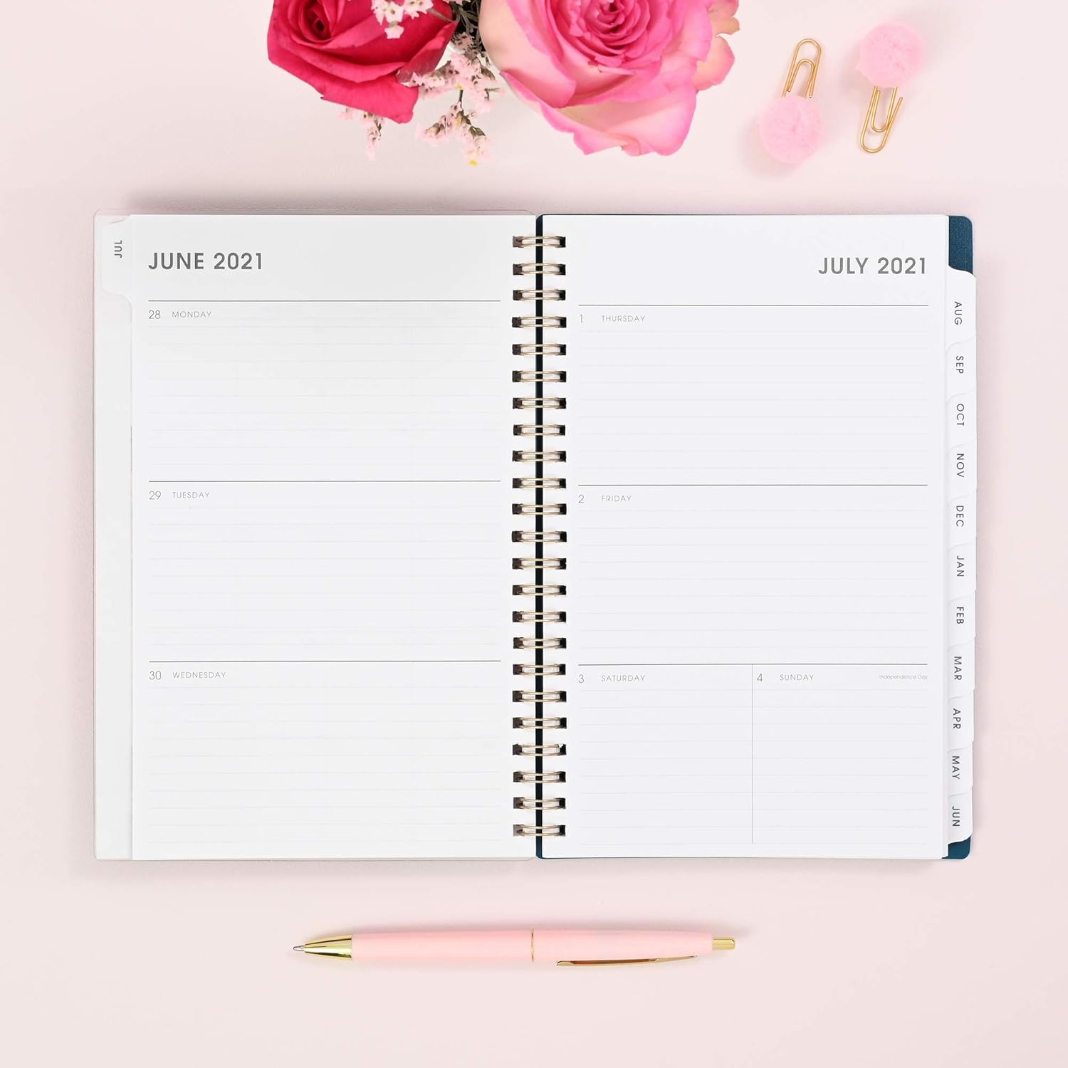 Blue Sky 2021-2022 Academic Year Weekly & Monthly Planner, 5" x 8", Frosted Flexible Cover, Wirebound, Roosevelt Pink (128691) : Office Products