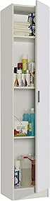 Habitdesign 007141O - Mueble Armario Multiusos, 1 Puerta, Color Blanco, Medidas: 37 cm (Largo) x 180 cm (Alto) x 37 cm (Fondo) 