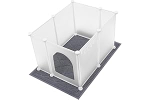 FANPBOW Large Cat Litter Box Cover Enclosure with Waterproof Splash Guard, Litter Mat(L33×W23), Row-Hook, DIY Shield, Safe Material, Easy Install & Clean, Privacy Screen for Most Litter Boxes, L27×W21×H17 in