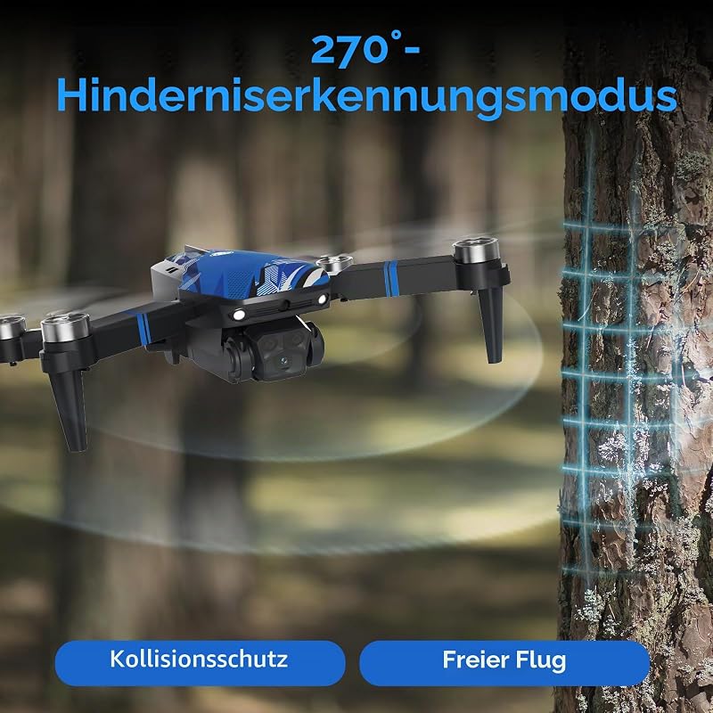 Drohne mit Kamera LCD-Bildschirm Live Video, Drone mit Bürstenlosem Motor, 270°-Hindernisvermeidung, 3D Flips, Zusammenklappbarer RC Mini Quadcopter für Erwachsene Anfänger, Unter 250G, Geschenk