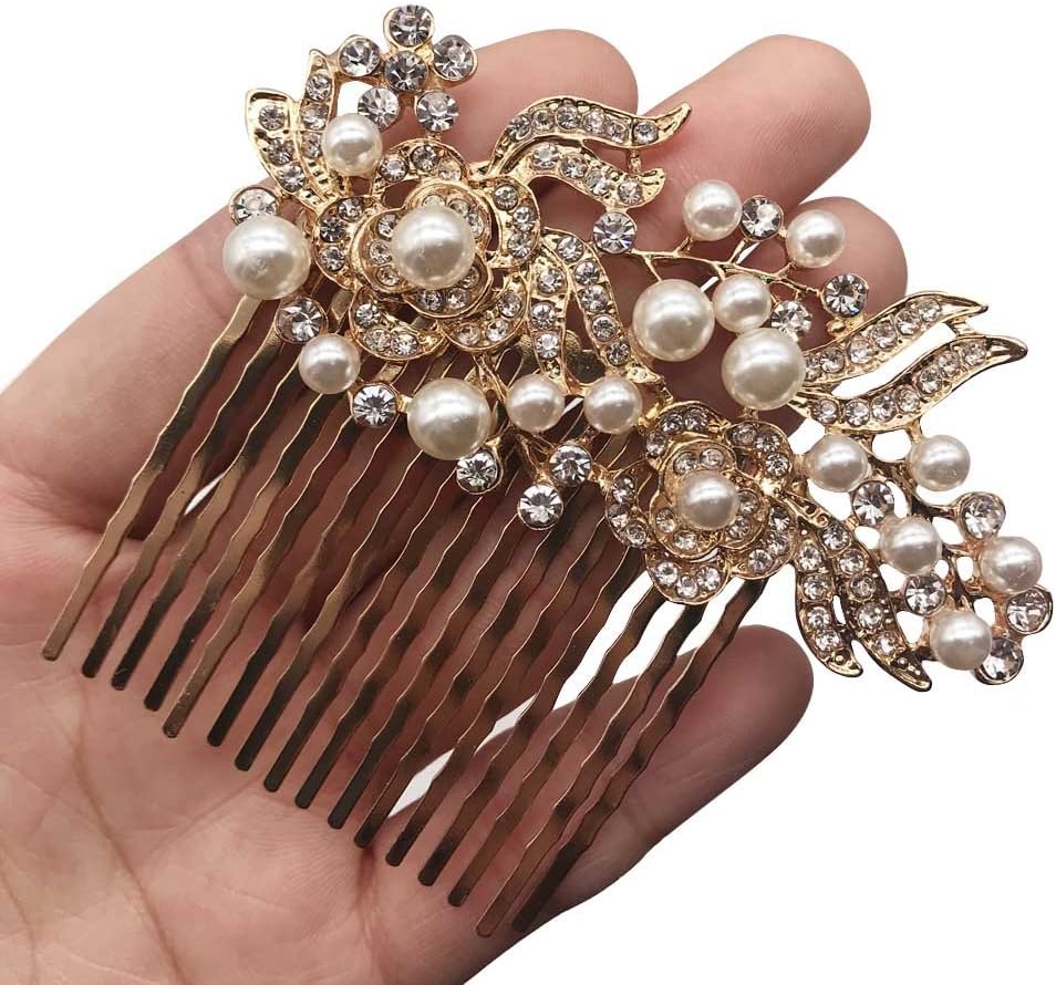 Missgrace Bridal Rhinestone Flower Hair Comb Vintage Women Headpeice Wedding Hair Accessories