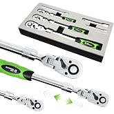 Der Erwachte 6-Piece Extendable Flex Head Ratchet Set | 1/4", 3/8", 1/2" Drive. 180&deg; swivel head, 72-tooth &amp; extendable handle , Includes extension bars, with EVA case