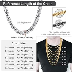 Neck Chains for Men Stainless Steel 22inch 10MM Hip
