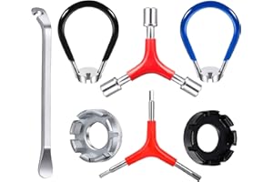 CHIVENIDO Bike Spoke Wrench, Portable Bicycle Spoke Tool Kit Includes 8 Way Bike Rim Truing Tool, Spoke Wrench with Rubber Handle