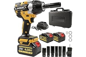 Cordless Impact Wrench, 1/2" Impact Driver with Brushless Motor High Torque 1000N.m/740 Ft-lbs, 3000RPM Electric Impact Wrenc