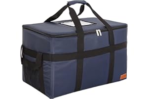 FORCOOK Insulated Food Delivery Bags XXL Commercial Grocery Bags Hot Bags for Delivery Waterproof - Premium Food Warmer Bag for Uber Eats and Doordash with Hard Bottom Blue