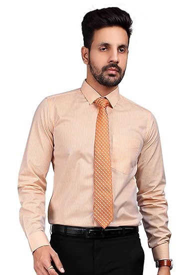 Uniform Sarees Mens Formal Shirt Regular Fit Full SleevesOrange