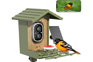 cbeyook Smart Bird Feeder Camera with AI Species Identifier | Solar Powered, 2.5K HD Video, Motion Alerts - Outdoor Garden & Birdwatching Gift