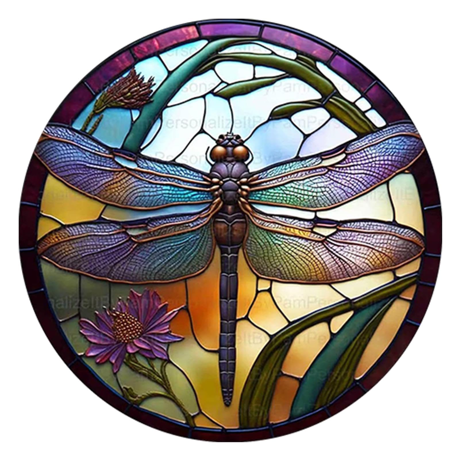 Dragonfly Suncatcher, Wall Art Dragonfly Wall Decorations with Openwork Pattern for Garden Wall Decorations Outdoor Hanging Home Decoration Wall Art, Stained Acrylic Window Panel(B)