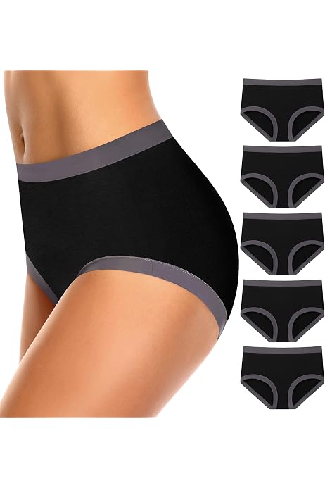 K Cheony Womens High Waist Cotton Underwear Soft Brief Panties Decorated With Lace Regular And Plus Size