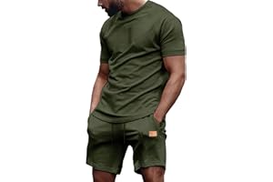 Dokotoo Men Mens Short Sets 2 Piece Outfits Summer Casual T Shirts and Shorts Tracksuit Sets with Pockets