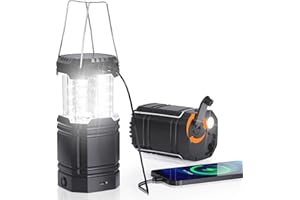 Camping Lantern 3000mAh Solar Type-C Crank Rechargeable Camping Light USB Output Collapsible Flashlight Camping Portable Brig