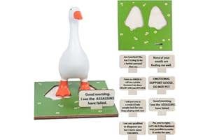 NEOWEDDING Magnetic Goose Key Holder, 7inch Desk Goose Statue with Wooden Base & Inspirational Sign Kawaii Room Decor Funny Home Office Table Desk Decor Mini Goose for New Apartment Housewarming Gifts