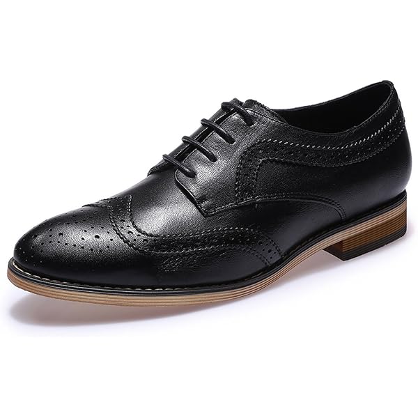 Amazon.com | Mens Black Gatsby Oxford Real Leather Classic  display picture 1