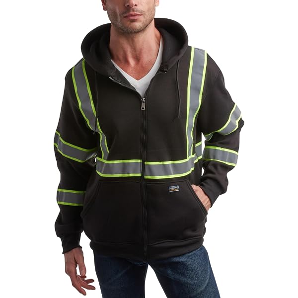 YOWESHOP Custom Hoodie For Men - Personalized Sweatshirt With Reflective Strip, Ribbed Hem & Cuffs