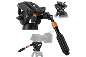 K&F CONCEPT Fluid Head, Fluid Video Head Silky-Smooth Stable Tripod Head Mount Max Load 17.6lbs/8kg, Net Weight 1KG Tripod Head for 360°Pan and -75°to 90 Tilt. BV40