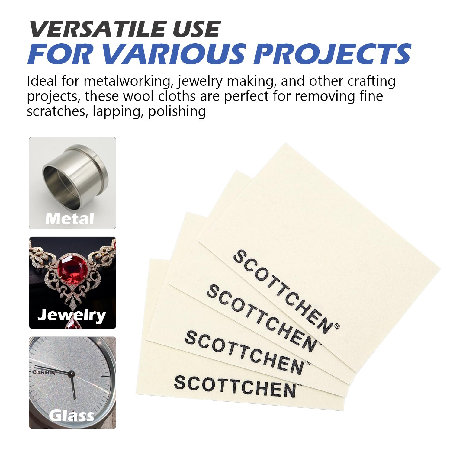 SCOTTCHEN 4Pcs Wool Cloths for Buffing,Polishing and Lapping, 6