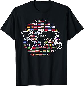 World Travel Map World Map International Flags T-Shirt