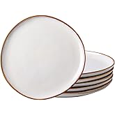 AmorArc Ceramic Dinner Plates Set of 6, 10.5 Inch Handmade Reactive Glaze Stoneware Plates,Large Rustic Shape Dinnerware Dish Set for Kitchen, Microwave & Dishwasher Safe,Scratch Resistant-Pearl White