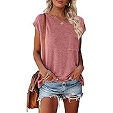 MEROKEETY Women's 2026 Summer Cap Sleeve Tops Business Dressy Loose Basic T Shirts Blouse Fashion Outfits Trendy Clothes