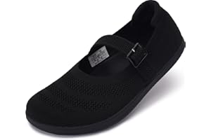 WHITIN Women's Barefoot Mary Jane Flats + Wide Toe Box + Zero Drop Sole + Adjustable Straps