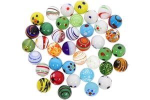 Alasum 38 Pcs Assorted Glass Marbles 0.62 Inch Round Smooth Game Marbles for Kids Fish Tank Glass Beads Vase Filler Decor wit