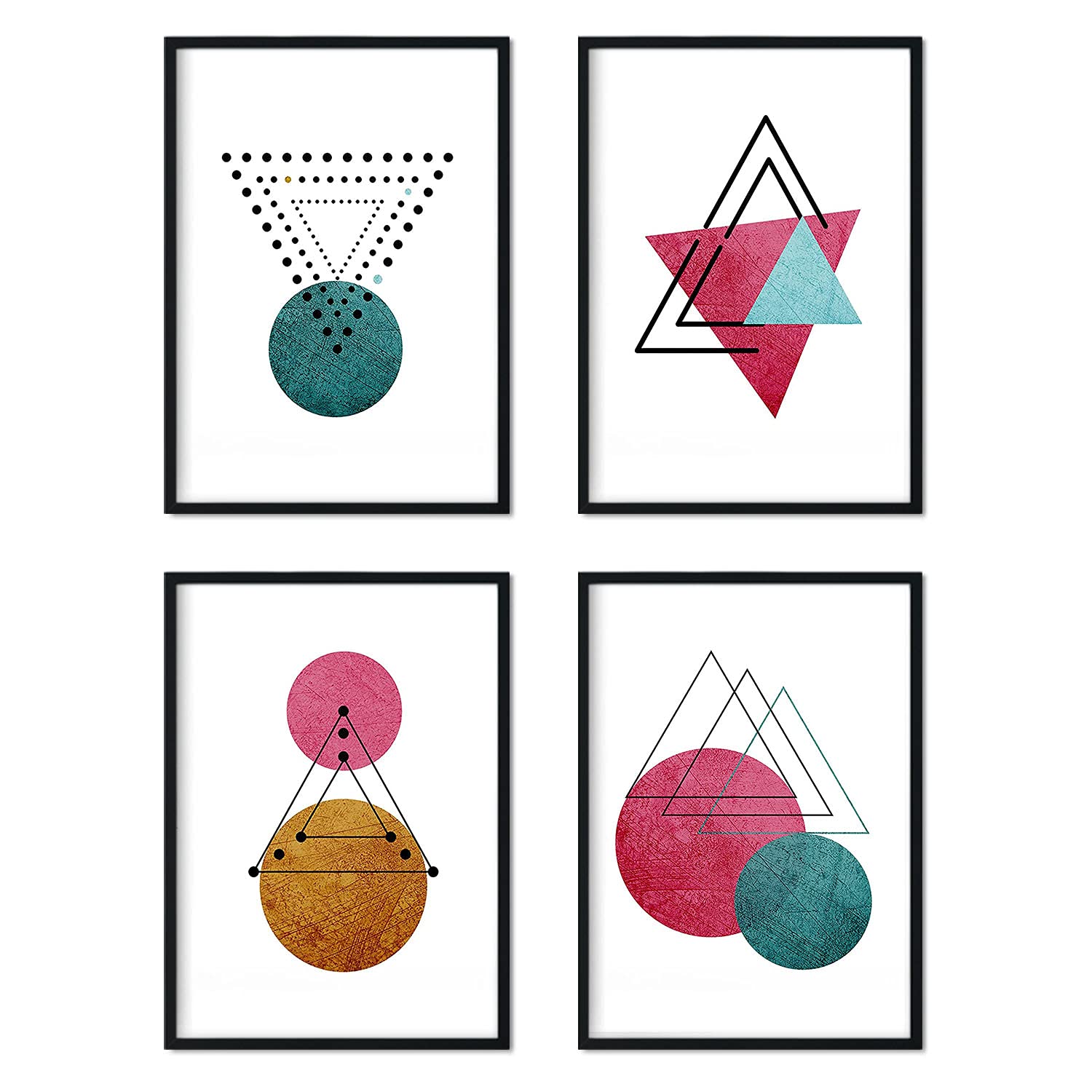 Nacnic Set of 4 Geometric Prints Moons and Star A4 Size Poster