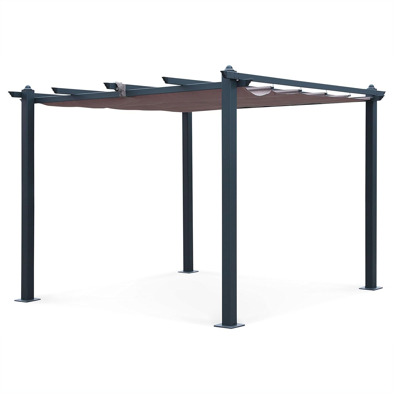 Pergola, Aluminio, Marron Pardo, 3x3 m